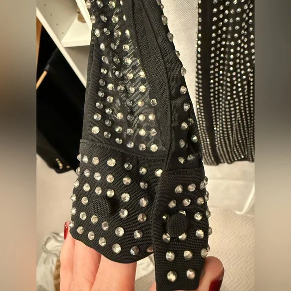 Self-Portrait Black Studded, Embellished Long Sleeve mini dress - size 6 - Picture 10 of 10